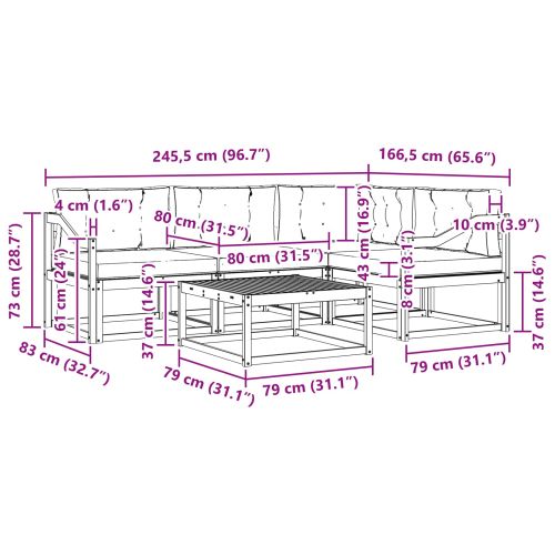 Комплект дивани за открито 5 pcs Натурален и Бежов