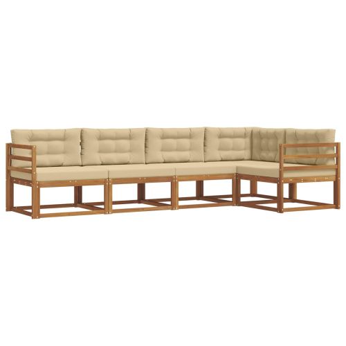 Комплект дивани за открито 5 pcs Натурален и Бежов