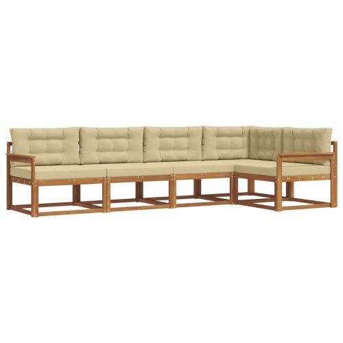Комплект дивани за открито 5 pcs Натурален и Бежов