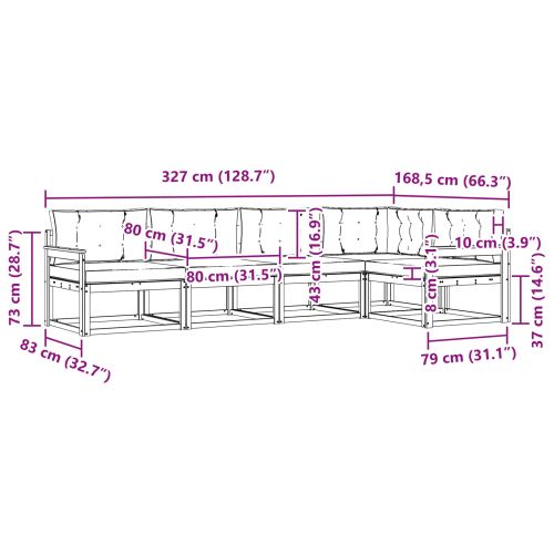 Комплект дивани за открито 5 pcs Натурален и Бежов