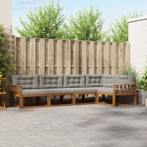 Комплект дивани за открито 5 pcs Натурално и светлосиво