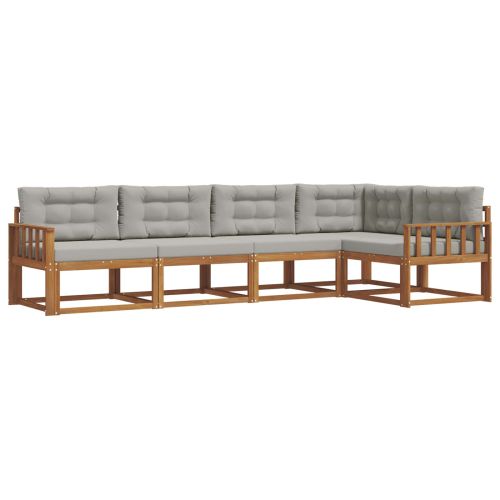 Комплект дивани за открито 5 pcs Натурално и светлосиво