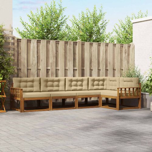 Комплект дивани за открито 5 pcs Натурален и Бежов