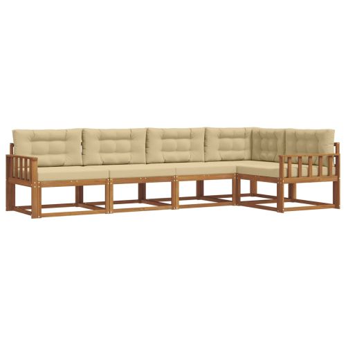 Комплект дивани за открито 5 pcs Натурален и Бежов