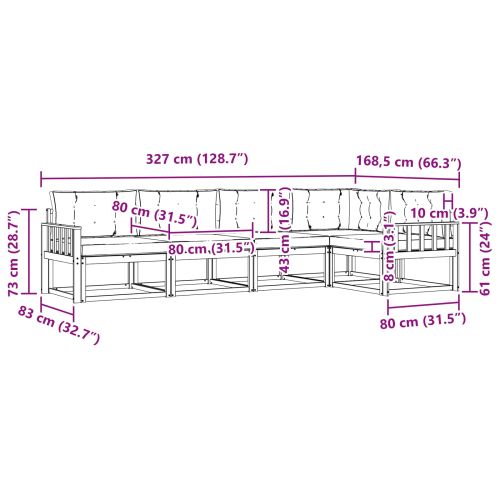 Комплект дивани за открито 5 pcs Натурален и Бежов