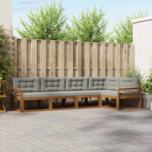 Комплект дивани за открито 5 pcs Натурално и светлосиво