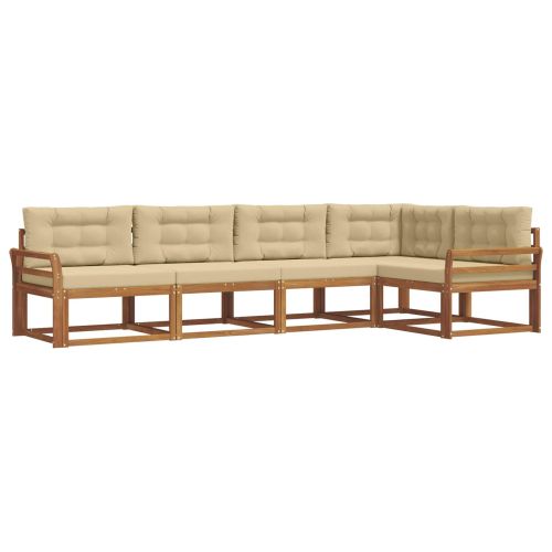 Комплект дивани за открито 5 pcs Натурален и Бежов