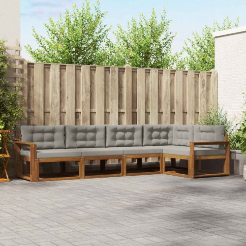 Комплект дивани за открито 5 pcs Натурално и светлосиво