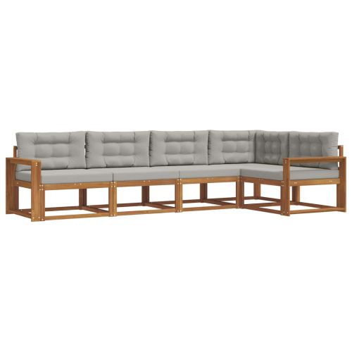 Комплект дивани за открито 5 pcs Натурално и светлосиво