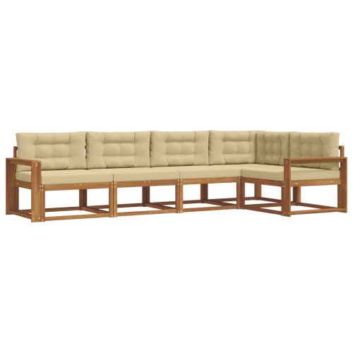 Комплект дивани за открито 5 pcs Натурален и Бежов