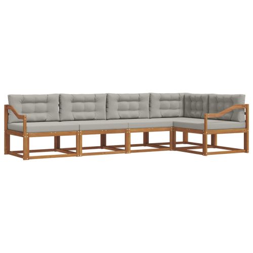 Комплект дивани за открито 5 pcs Натурално и светлосиво