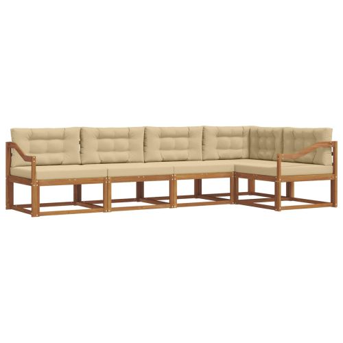 Комплект дивани за открито 5 pcs Натурален и Бежов