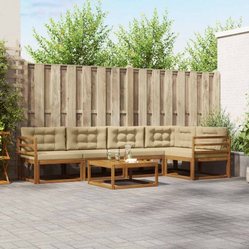 Комплект дивани за открито 6 pcs Натурален и Бежов