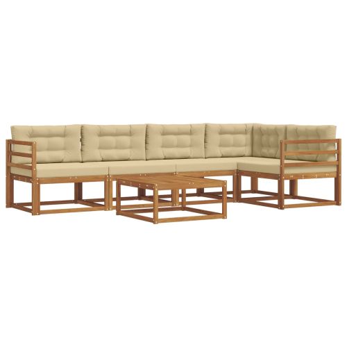 Комплект дивани за открито 6 pcs Натурален и Бежов