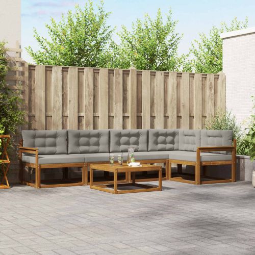 Комплект дивани за открито 6 pcs Натурално и светлосиво