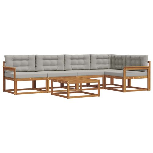 Комплект дивани за открито 6 pcs Натурално и светлосиво
