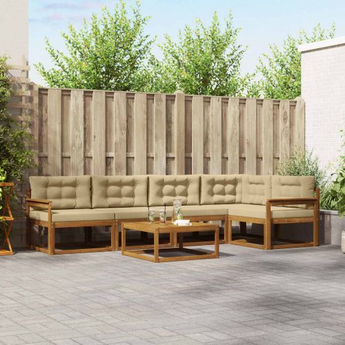 Комплект дивани за открито 6 pcs Натурален и Бежов