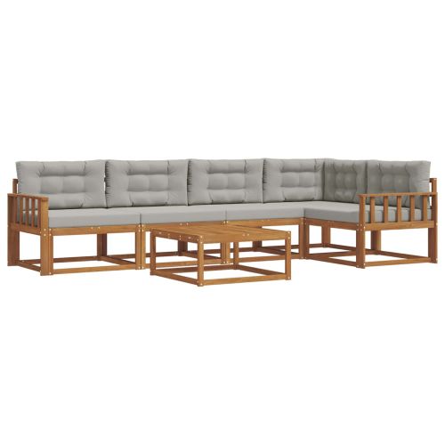 Комплект дивани за открито 6 pcs Натурално и светлосиво