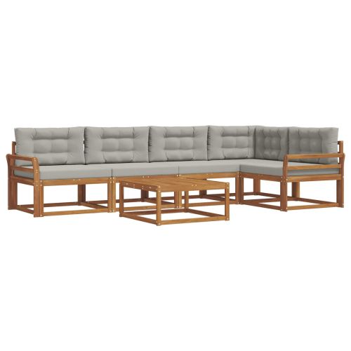 Комплект дивани за открито 6 pcs Натурално и светлосиво