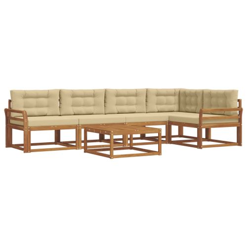Комплект дивани за открито 6 pcs Натурален и Бежов