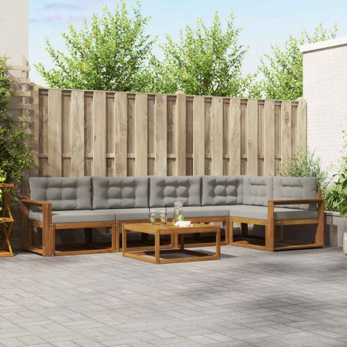 Комплект дивани за открито 6 pcs Натурално и светлосиво