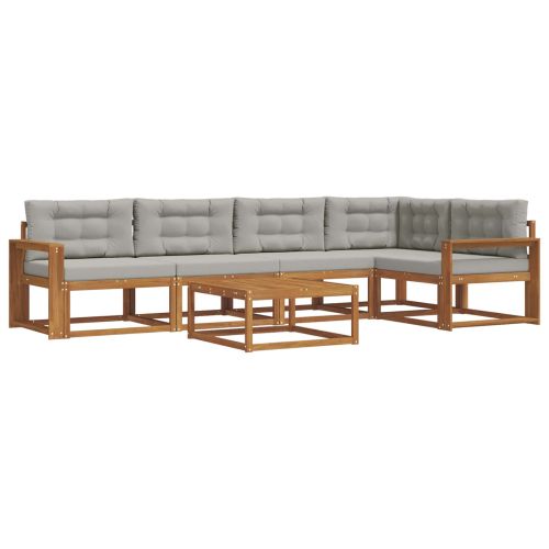 Комплект дивани за открито 6 pcs Натурално и светлосиво