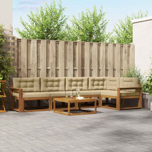 Комплект дивани за открито 6 pcs Натурален и Бежов