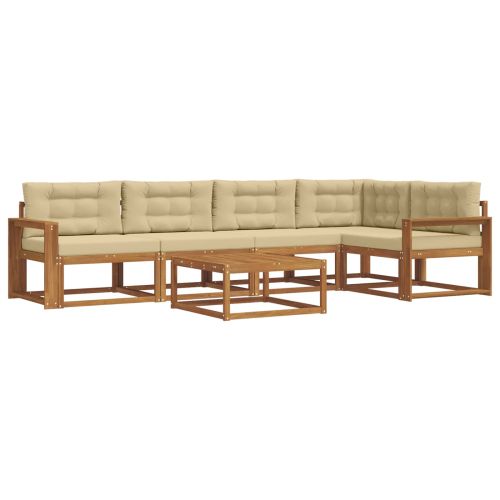 Комплект дивани за открито 6 pcs Натурален и Бежов