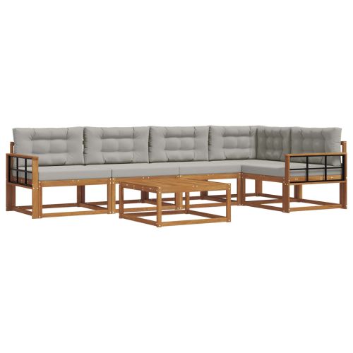 Комплект дивани за открито 6 pcs Натурално и светлосиво
