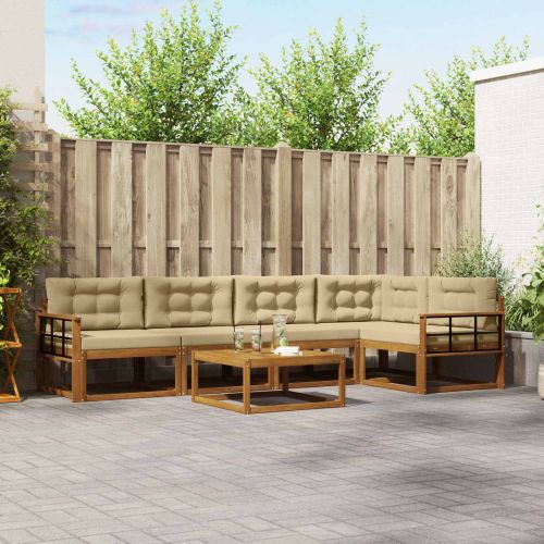 Комплект дивани за открито 6 pcs Натурален и Бежов