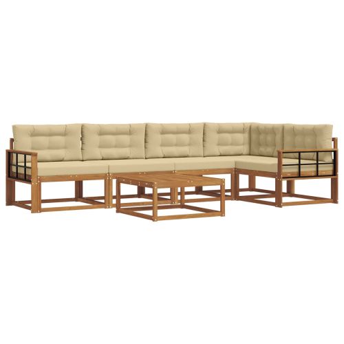 Комплект дивани за открито 6 pcs Натурален и Бежов