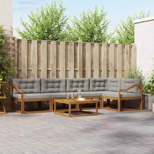 Комплект дивани за открито 6 pcs Натурално и светлосиво