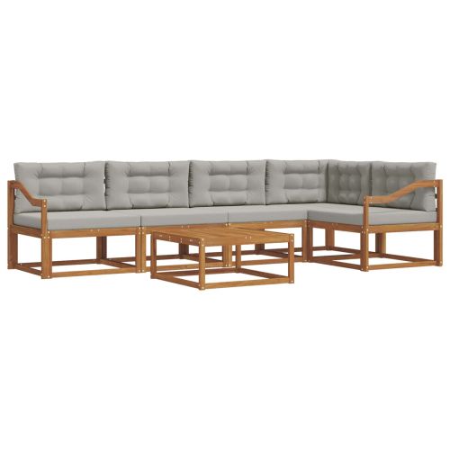 Комплект дивани за открито 6 pcs Натурално и светлосиво