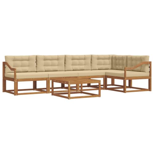 Комплект дивани за открито 6 pcs Натурален и Бежов