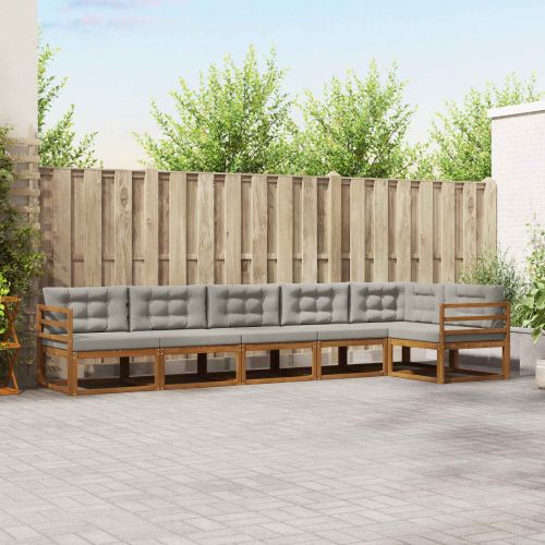 Комплект дивани за открито 6 pcs Натурално и светлосиво