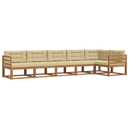 Комплект дивани за открито 6 pcs Натурален и Бежов