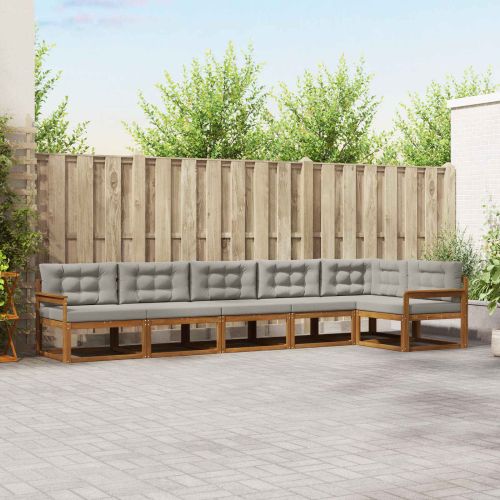 Комплект дивани за открито 6 pcs Натурално и светлосиво