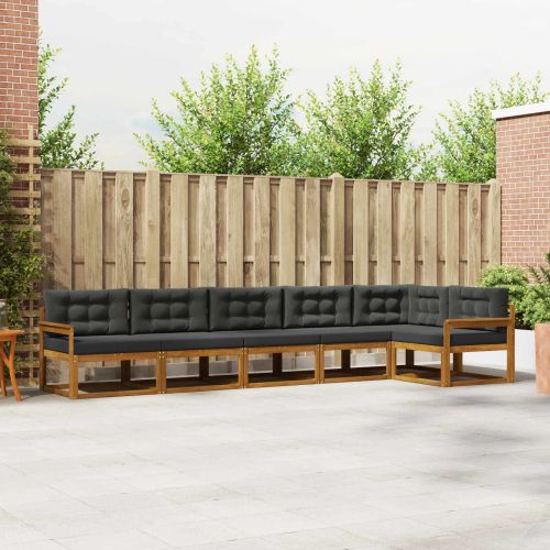 Комплект дивани за открито 6 pcs Натурален и Антрацит