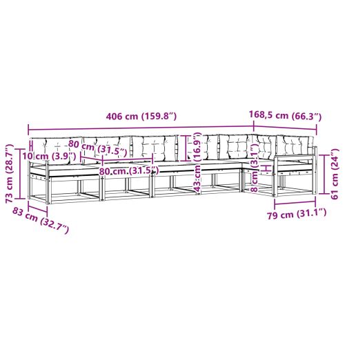 Комплект дивани за открито 6 pcs Натурален и Антрацит