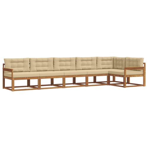 Комплект дивани за открито 6 pcs Натурален и Бежов