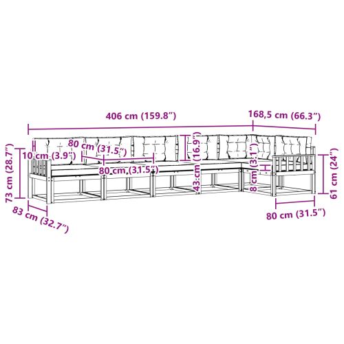 Комплект дивани за открито 6 бр. Натурален и Антрацит