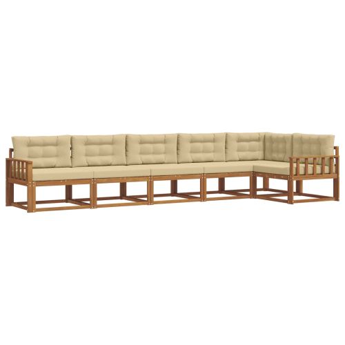 Комплект дивани за открито 6 pcs Натурален и Бежов