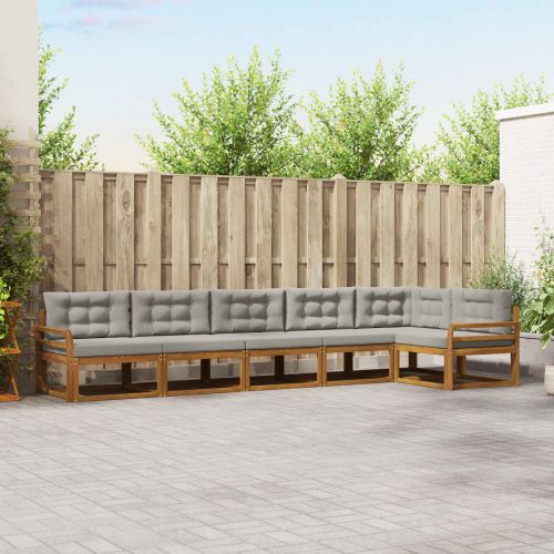 Комплект дивани за открито 6 pcs Натурално и светлосиво