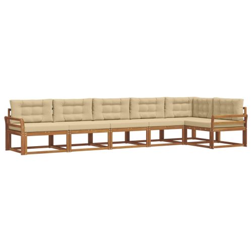 Комплект дивани за открито 6 pcs Натурален и Бежов