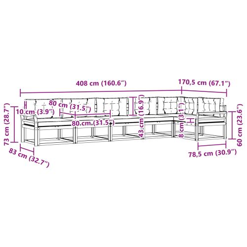 Комплект дивани за открито 6 pcs Натурален и Бежов