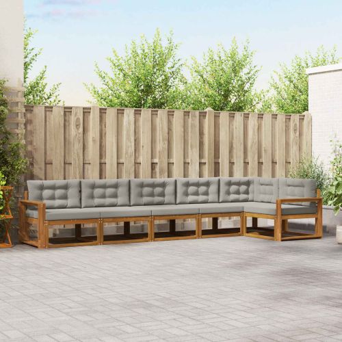 Комплект дивани за открито 6 pcs Натурално и светлосиво