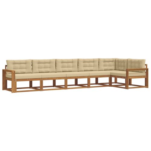 Комплект дивани за открито 6 pcs Натурален и Бежов