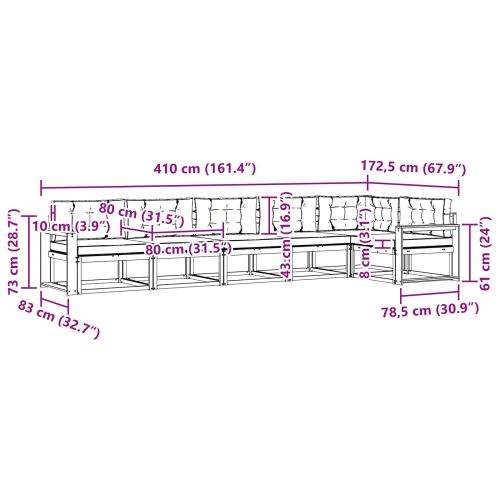 Комплект дивани за открито 6 pcs Натурален и Бежов
