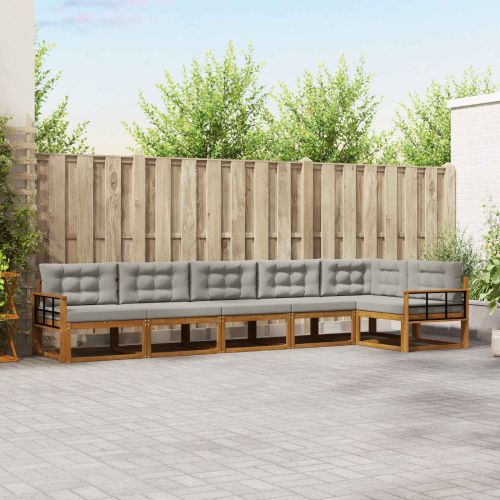 Комплект дивани за открито 6 pcs Натурално и светлосиво