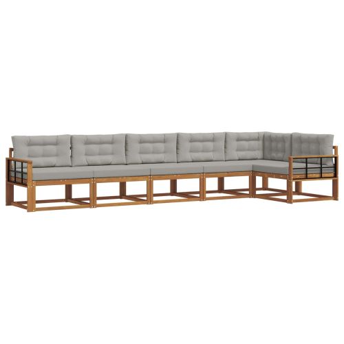 Комплект дивани за открито 6 pcs Натурално и светлосиво